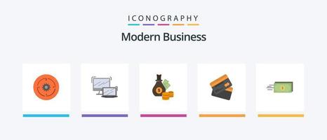 Modern Business Flat 5 Icon Pack inklusive Karten. Kreditkarte. MacBook. Gold. Unternehmen. kreatives Symboldesign vektor