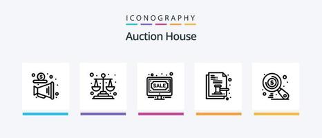 Auktionslinie 5 Icon Pack inklusive Händler. Kaufen. Versteigerung. Versteigerung. Verkauf. kreatives Symboldesign vektor