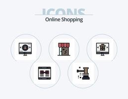 Online-Shopping-Linie gefüllt Icon Pack 5 Icon Design. online. Unternehmen. Zahlung. Valentinstag. Produkt vektor