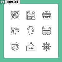 uppsättning av 9 modern ui ikoner symboler tecken för kultur honung dipper ac honung wiFi redigerbar vektor design element