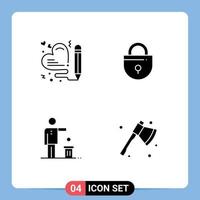 Stock Vector Icon Pack mit 4 Zeilen Zeichen und Symbolen für Herzidee Hochzeit gesperrt Recycling editierbare Vektordesign-Elemente