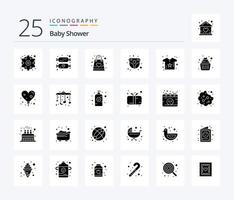 Babyparty 25 solides Glyphen-Icon-Pack inklusive Kleinkind. Kind. Baby. baby höschen. Tasche vektor