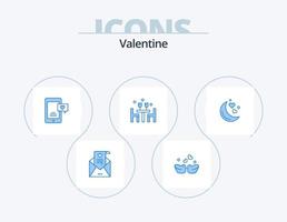 Valentine Blue Icon Pack 5 Icon-Design. Mond. Liebe. Handy, Mobiltelefon. romantisch. Abendessen vektor