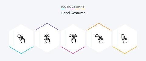 Handgesten 25-Zeilen-Icon-Pack einschließlich Finger. Geste. Hand. Finger. Hand vektor