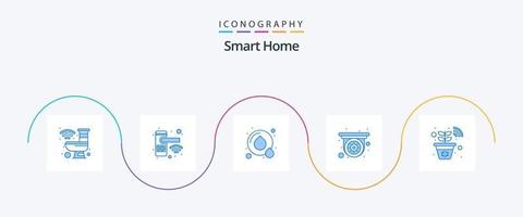 Smart Home Blue 5 Icon Pack inklusive Pflanze. Sicherheit. Sicherheit. Videoüberwachung Wasser vektor