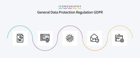 gdpr line 5 icon pack inklusive gdpr . Schutz. Mappe . Privatsphäre . gdpr vektor