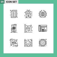 9 kreative Symbole moderne Zeichen und Symbole der Flagge Wissenschaft grüne Forschungsinformationen editierbare Vektordesign-Elemente vektor