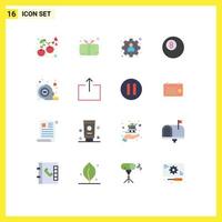 Stock Vector Icon Pack mit 16 Linienzeichen und Symbolen für Pfeilband Geschenkmesskugel editierbare Packung kreativer Vektordesign-Elemente