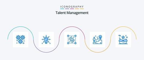 Talent Management Blue 5 Icon Pack inklusive Benutzer. Leiter. Lösung. stürmen. Datei vektor