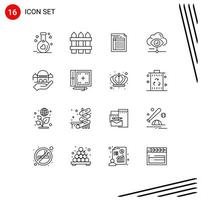 16 kreative Symbole moderne Zeichen und Symbole von Vision Sheet Audit Paper Form editierbare Vektordesign-Elemente vektor