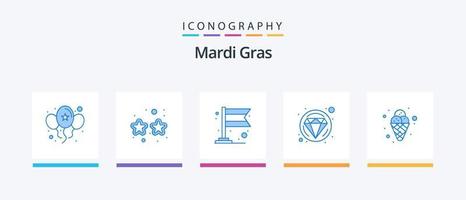 Mardi Gras Blue 5 Icon Pack inklusive Karneval. Creme. Banner. Karneval. Diamant. kreatives Symboldesign vektor