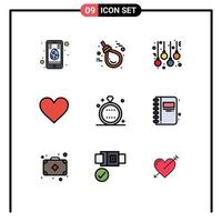 uppsättning av 9 modern ui ikoner symboler tecken för Rapportera tycka om rep kärlek lampor redigerbar vektor design element