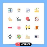 uppsättning av 16 modern ui ikoner symboler tecken för zoom ut kommunikation pengar företag redigerbar packa av kreativ vektor design element