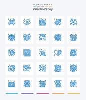 kreativ valentines dag 25 blå ikon packa sådan som pil. märka. leverans. försäljning. hjärta vektor