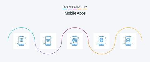 Mobile Apps Blue 5 Icon Pack inklusive Check. Privatsphäre. W-lan. Daten. Navigation vektor