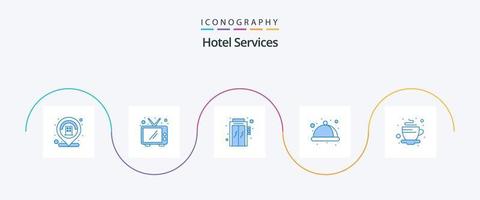 Hotelservices Blue 5 Icon Pack inklusive . Tee. Passagier. heiß. Service vektor