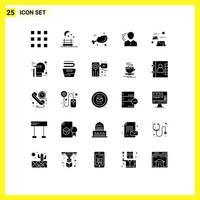 Aktienvektor-Icon-Pack mit 25 Linienzeichen und Symbolen für die Entwaldung Fabrik Sicherheitsschild persönliche bearbeitbare Vektordesign-Elemente vektor