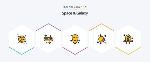 Space und Galaxy 25 Filledline Icon Pack inklusive . Rakete. Platz. Astronomie. Platz vektor