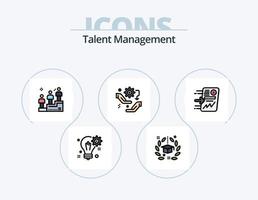 Talentmanagement-Linie gefüllt Icon Pack 5 Icon Design. Mensch. Verstand. Position. Armaturenbrett. Abschluss vektor