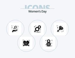 Womens Day Glyph Icon Pack 5 Icon Design. Frauen. weiblich. Wohltätigkeit. acht. Frauen vektor