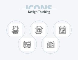Design-Thinking-Line-Icon-Pack 5 Icon-Design. Design. Rechner. Design. Laptop. erstellen vektor