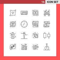 Stock Vector Icon Pack mit 16 Zeilen Zeichen und Symbolen für Tube-Diät-Shopping-Road-Metal editierbare Vektor-Design-Elemente