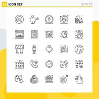 Mobile Interface Line Set aus 25 Piktogrammen von editierbaren Vektordesign-Elementen für die Navigation von Versicherungen zu Hause vektor