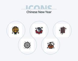 kinesisk ny år linje fylld ikon packa 5 ikon design. jul. gåva låda. högtider. gåva. jul gåva vektor