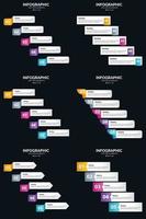 Vektor 6 Infografiken Pack Präsentationsfolie Vorlage 5 Schritte Zyklusdiagramme und Zeitleisten