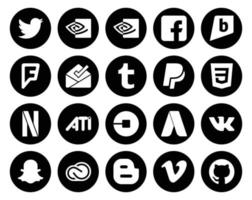 20 Social Media Icon Pack inklusive Snapchat Adwords Paypal Driver uber vektor