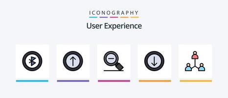 Benutzererfahrung Zeile gefüllt 5 Icon Pack inklusive Navigation. Kompass . Entwicklung. Profil. kreatives Symboldesign vektor