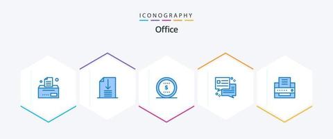 kontor 25 blå ikon packa Inklusive . kontor. dollar. fax. kontor vektor