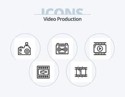 video produktion linje ikon packa 5 ikon design. öppen volym. förstärkare. tejp rulle. professionell konstnär. kändis vektor