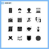 16 universelle solide Glyphen für Web- und mobile Anwendungen Benutzerpräsentation Menschen Info Navigation editierbare Vektordesign-Elemente vektor
