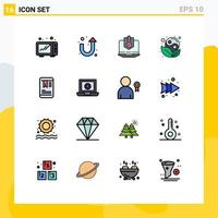 satz von 16 modernen ui-symbolen symbolzeichen für mobile yin internet yang sicherheit editierbare kreative vektordesignelemente vektor