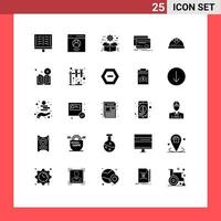 25 universelle solide Glyphenzeichen Symbole für editierbare Vektordesign-Elemente des Debitkartenbenutzer-Bankpakets vektor