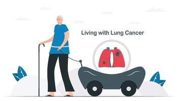 månaden för medvetenhet om lungcancer, november. personen lever med lungcancer. grafik för banner, affisch, bakgrund och annonser. platt vektorillustration isolerad på vit bakgrund. vektor