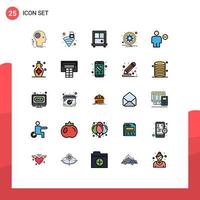 Gruppe von 25 modernen, gefüllten Linien-Flachfarben, die zum Löschen von Avatar-WLAN-Optionen gesetzt sind, unterzeichnen editierbare Vektordesign-Elemente vektor