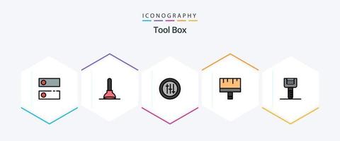 Tools 25 gefülltes Symbolpaket mit Tools. Geschirr. Vorlieben. Lebensmittel. malen vektor