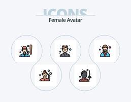 kvinna avatar linje fylld ikon packa 5 ikon design. kvinna. lady golfspelare. avatar. golfspelare. golf vektor