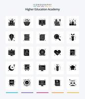 creative academy 25 glyph solid black icon pack wie position. Tinte. Lektion. Geschichte. Bildung vektor