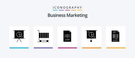 Business Marketing Glyphe 5 Icon Pack inklusive Marketing. Unternehmen. Marketing. Finanzen. Wirtschaft. kreatives Symboldesign vektor
