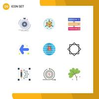 mobil gränssnitt platt Färg uppsättning av 9 piktogram av valuta framtida av pengar datoranvändning vänster pil redigerbar vektor design element