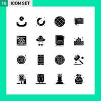Stock Vector Icon Pack mit 16 Zeilenzeichen und Symbolen für Webseitenanruf Kontakt Bürotelefon editierbare Vektordesign-Elemente