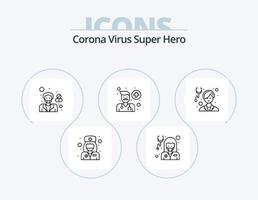 korona virus super hjälte linje ikon packa 5 ikon design. labb. manlig avatar. manlig. sjukvård. läkare vektor