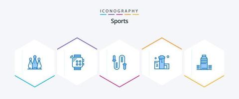 sporter 25 blå ikon packa Inklusive vinna. tilldela. hand. sport. kondition vektor