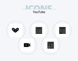 Youtube glyf ikon packa 5 ikon design. ui. text. TV-spel. dokumentera. ui vektor