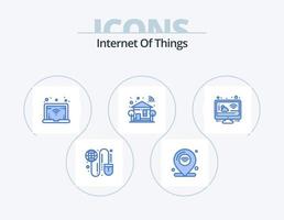 internet av saker blå ikon packa 5 ikon design. moln. wifi. iot. växla. Hem vektor