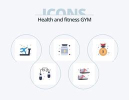 Fitnessstudio Flat Icon Pack 5 Icon Design. Emblem. vergeben. Fitnessstudio. Vitamine. Proteine vektor