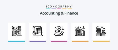 Accounting and Finance Line 5 Icon Pack inklusive Business. Geld. Buchhaltung. Münzen. Buchhaltung. kreatives Symboldesign vektor